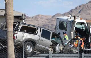 SUV in an accident with a semi truck