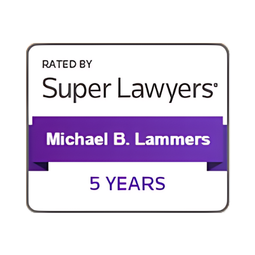 Mike Lammers super lawyers 5 year award badge 612-Injured