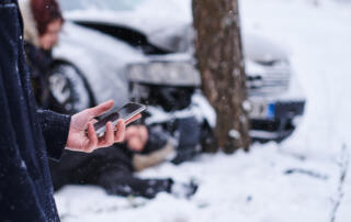 Man Is Calling Ambulance After Car Accident